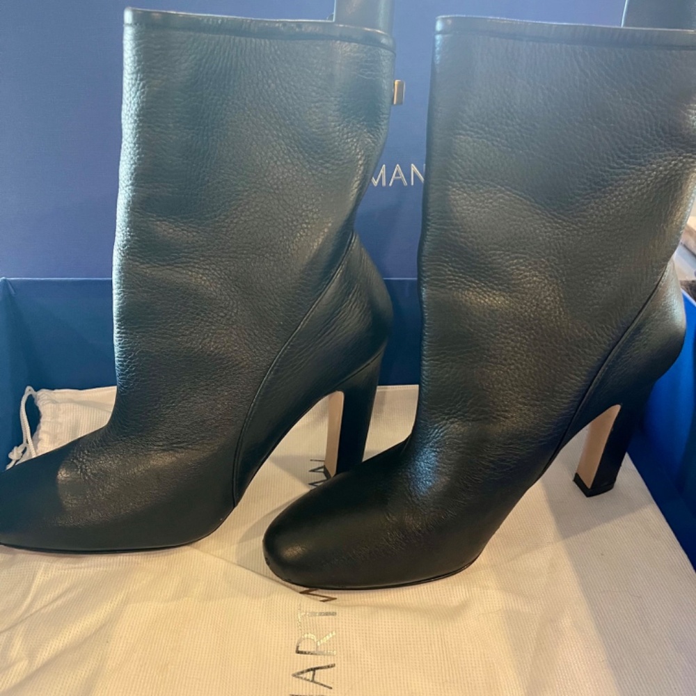 Stuart Weitzman Brooks Booties Size 8.5 Black Lea… - image 2